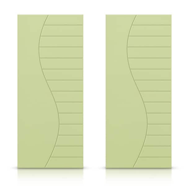 CALHOME 72 in. x 96 in. Hollow Core Sage Green Painted Composite MDF Interior Double Closet Sliding Doors