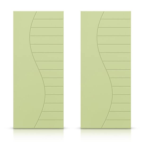 CALHOME 84 in. x 96 in. Hollow Core Sage Green Painted Composite MDF Interior Double Closet Sliding Doors