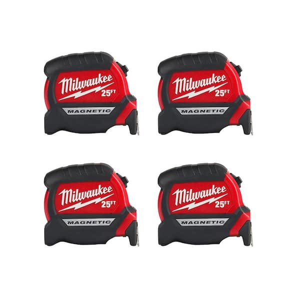 Milwaukee 25 ft. x 1-1/16 in. Compact Magnetic Tape Measure (4-Pack)