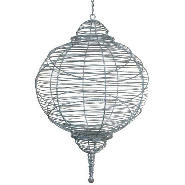 Home Decorators Collection Global 23 in. H Grey Hanging Round Lantern