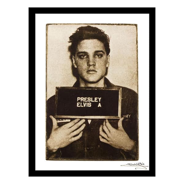 Elvis Presley 1960 "Mugshot" by Unknown 1-Piece Framed Graphic Print Abstract Poster Art Print 18 in. x 14 in.