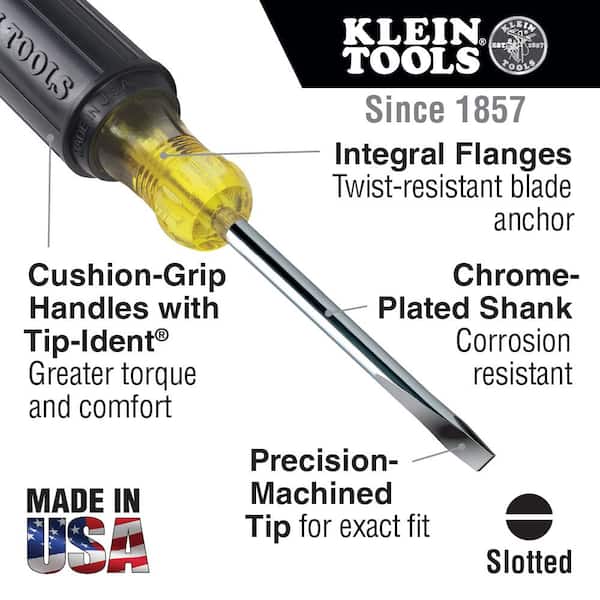 1/4 in. Keystone-Tip Flat Head Screwdriver with 4 in. Round Shank-Cushion Grip Handle