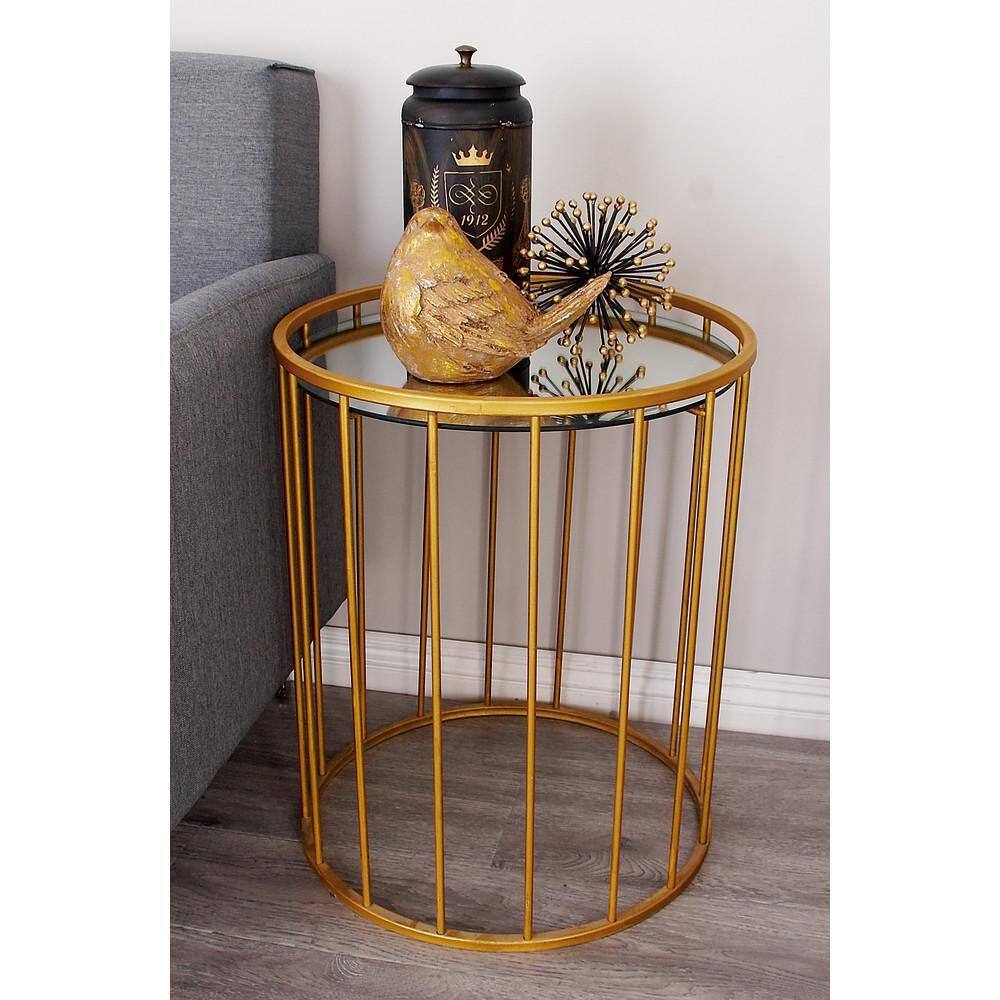 Sleek Gold Metal & Mirrored Glass Round Nesting Tables - Set of 3