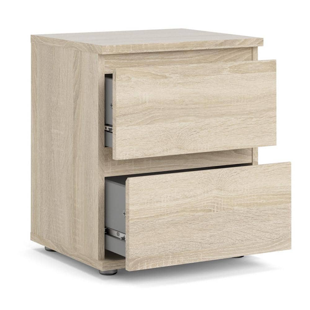 Oak Structure 2-Drawer Wood Nightstand with Particle Board Top