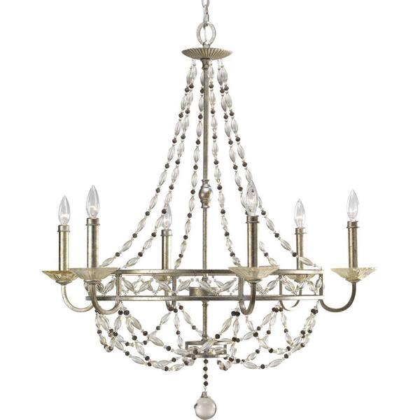 Progress Lighting Chanelle Collection 6-Light Antique Silver Chandelier