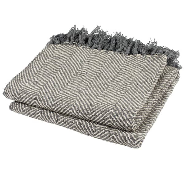 SAFAVIEH Amanda Gray Cotton Throw Blanket THR606A5070 The Home Depot