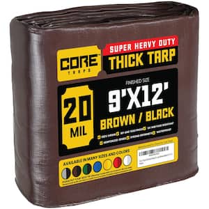 9 ft. x 12 ft. Brown/Black 20 Mil Heavy Duty Polyethylene Tarp, Waterproof, UV Resistant, Rip and Tear Proof