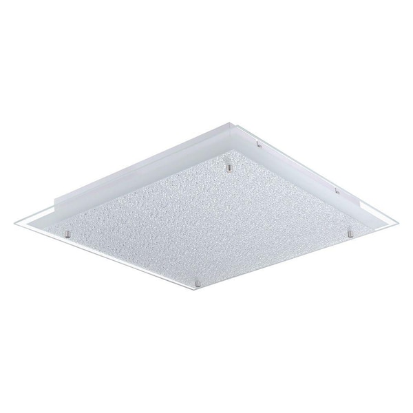 Eglo Priola 19.63 in. W x 2.875 in. H Matte Nickel LED Semi-Flush Mount with Frosted and Clear Glass Shade