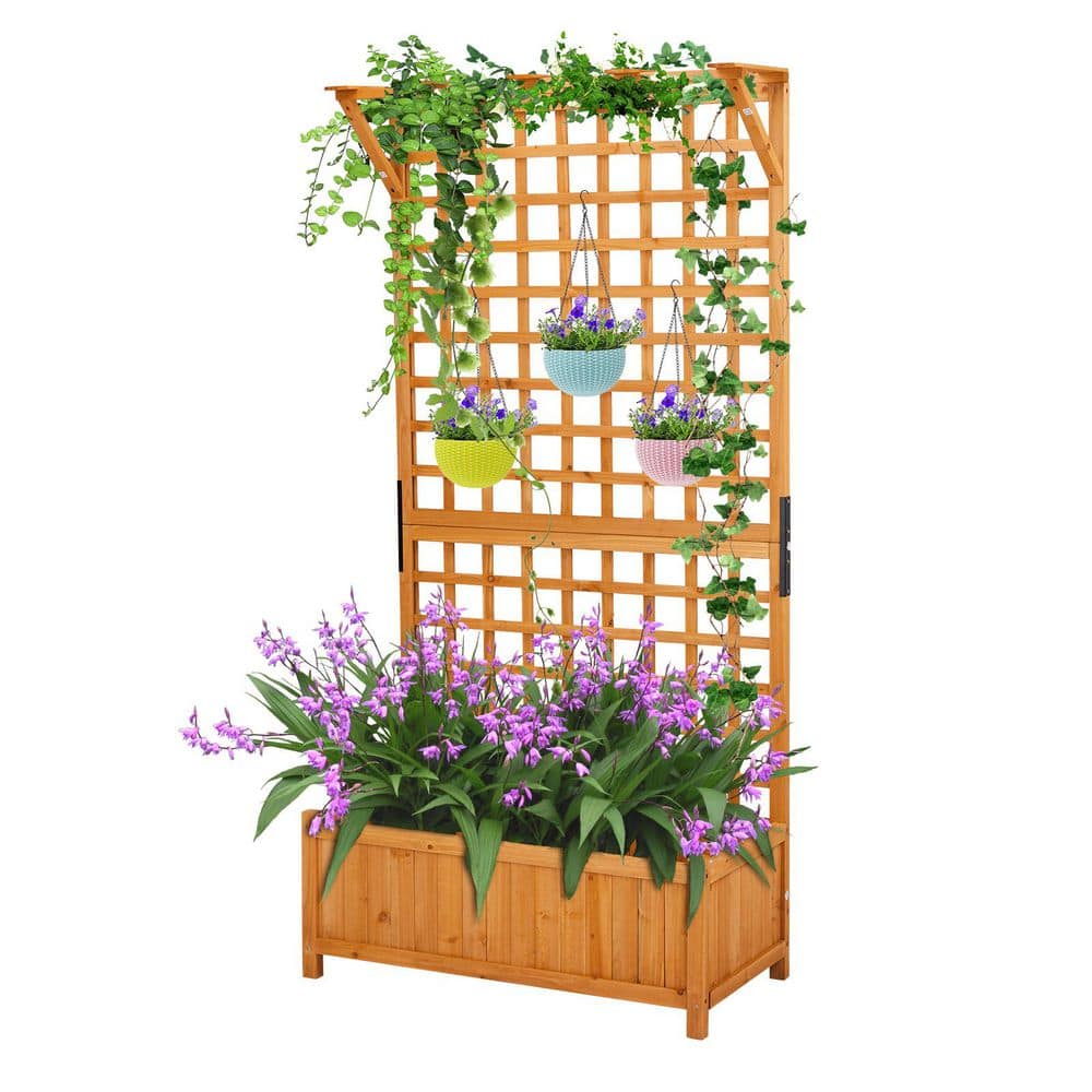72 in. Wood Raised Garden Bed With Hanging Roof and Climbing Trellis price history on PriceWatchPro