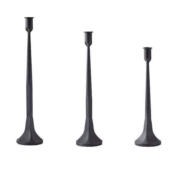 Black Iron Taper Candlestick Holders 3-Piece Tall Decorative Set for ...