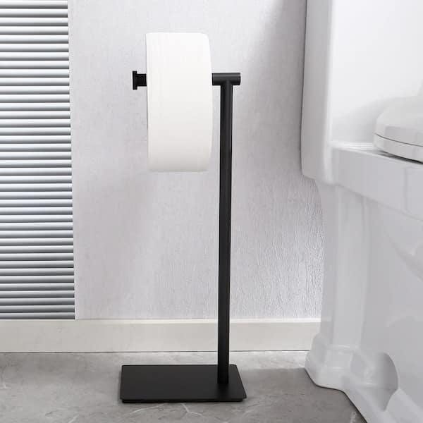 CISILY Black Toilet Paper Holder Stand with Storage Shelf, Free Standing  Toilet Paper Roll Holders, Bathroom Toliet Tissue Holder Accessories