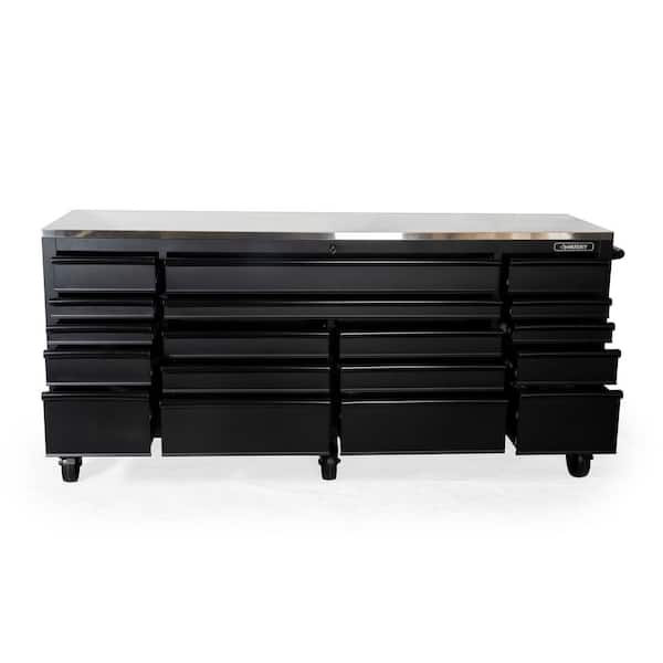 Husky 84 in. W x 24 in. D 18-Drawer Heavy-Duty Mobile Workbench