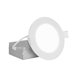 REL 4 in. Round 2700K Remodel IC-Rated Recessed Integrated LED Edge Lit Downlight Kit, White