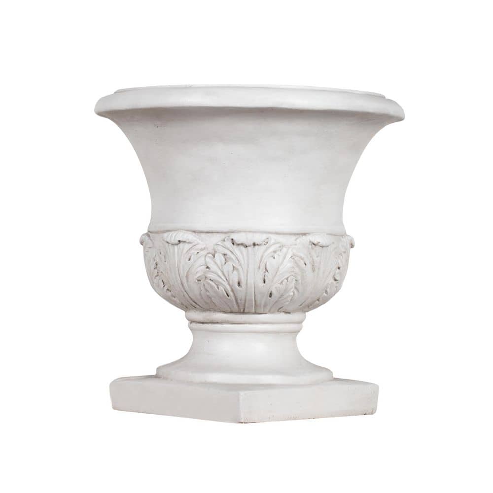 Aurien 17.72 in. W x 18.31 in. H Antique White Concrete MGO Garden Acanthus Leaf Pedestal Urn Planter price history on PriceWatchPro