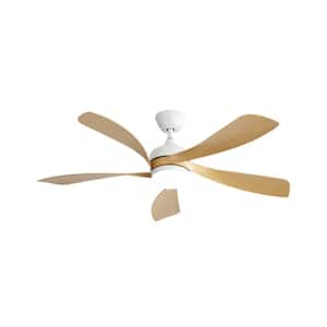 52 in. Modern Indoor White Ceiling Fan with Dimmable LED Light, Remote Control and Reversible DC Motor for bedroom