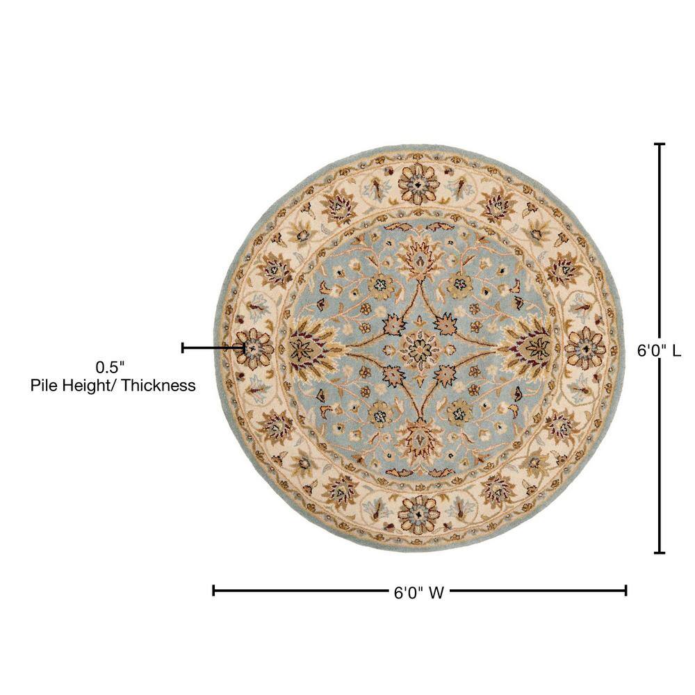 Elegant Ivory Wool 6' Round Hand-Tufted Area Rug