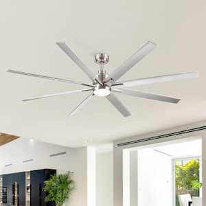 Heekcaa 72 in. Integrated LED Indoor Brushed Nickel Smart Ceiling Fan with Remote and APP Control