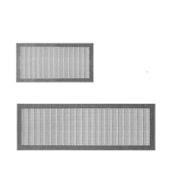 Grey 30 in. x 72 in. and 20 in. x 32 in. Rubber-Backed Washable Non-Slip Indoor Kitchen Mat Set of 2