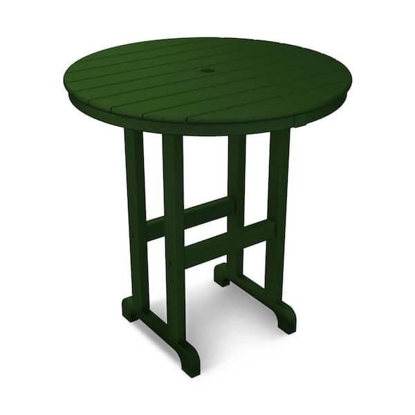 POLYWOOD La Casa Cafe 36 in. Green Round Plastic Outdoor Patio Counter Table