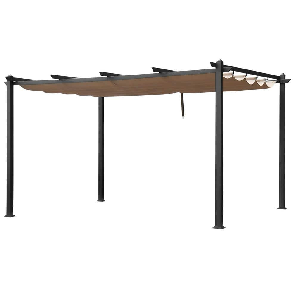 Karl home 13 ft. x 10 ft. Khaki Metal Flat Pergola with Canopy ...