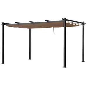 13 ft. x 10 ft. Khaki Metal Flat Pergola with Canopy