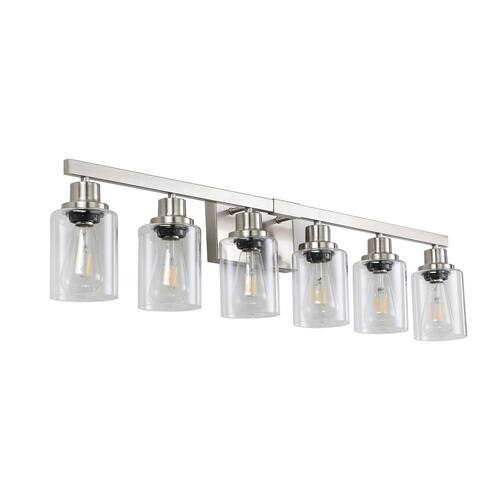 6-Light Modern Brushed Nickel Bathroom Vanity Light