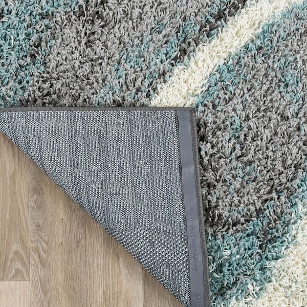 World Rug Gallery Blue 5 ft. x 7 ft. Contemporary Cozy Plush Shag