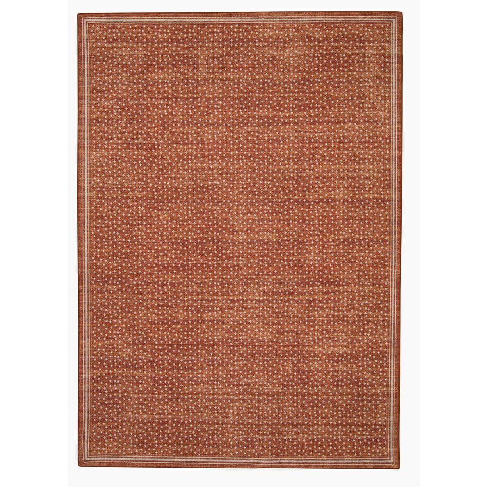 Linon Home Decor Edwin Orange and Ivory 7 ft. x 9 ft. Washable Coastal ...