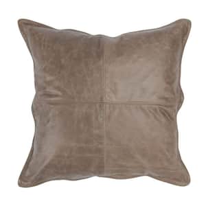 Norm Taupe Brown Solid Stitched Cotton Decorative 22 in. x 22 in. Throw Pillow