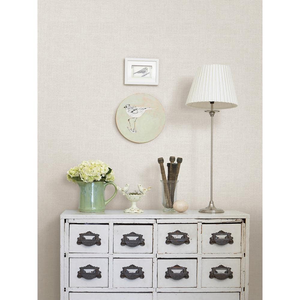 Cream Distressed Linen Textured Peel and Stick Wallpaper