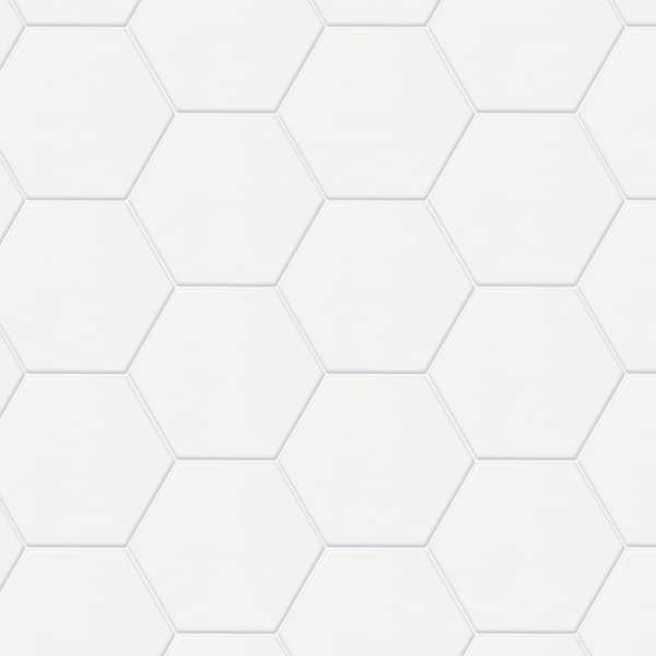 Daltile Semi Gloss White Hexagon 4 in. x 4 in. Glazed Ceramic Wall Tile (3 sq. ft. / case)
