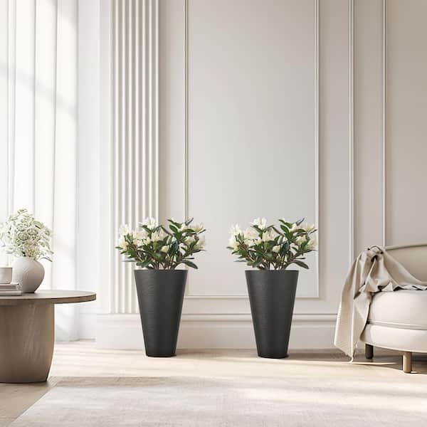 Sapcrete Large and Tall 18 in. H Round Charcoal Black Plastic