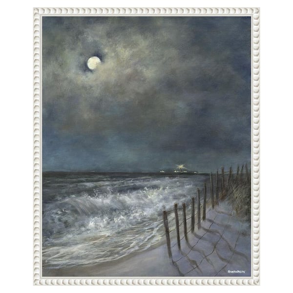 Amanti Art The Beach Fence I by David Swanagin 16 in. W x 20 in. H. Canvas Wall Art Print Framed in White
