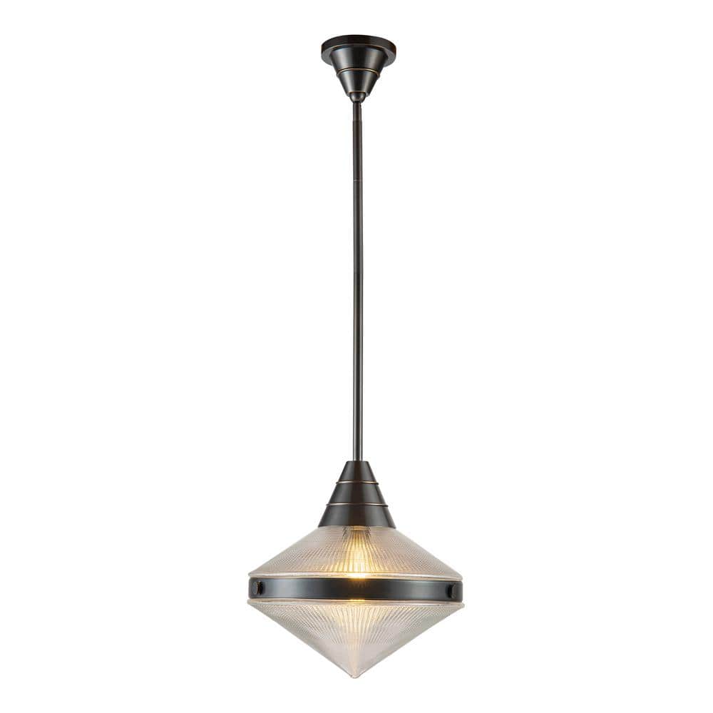 Urban Bronze Prismatic Glass Pendant Light with Metal Accents