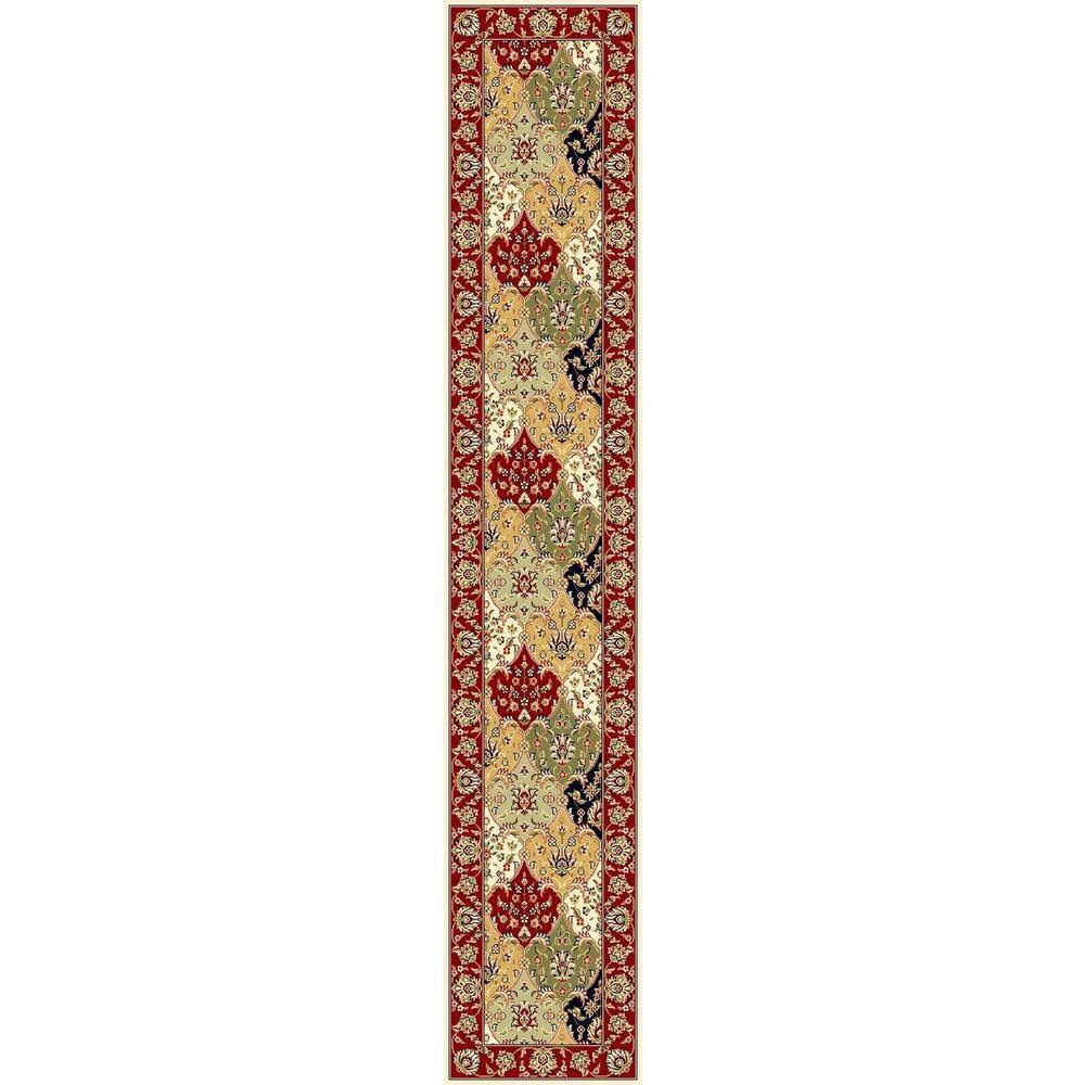 SAFAVIEH Lyndhurst Multi/Red 2 ft. x 12 ft. Geometric Border Diamonds Runner Rug Safavieh's Lyndhurst collection offers the beauty and painstaking detail of traditional Persian and European styles with the ease of polypropylene. With a symphony of floral, vines and latticework detailing, these beautiful rugs bring warmth and life to the room of your choice. This is a great addition to your home whether in the country side or busy city. Color: Multi/Red.