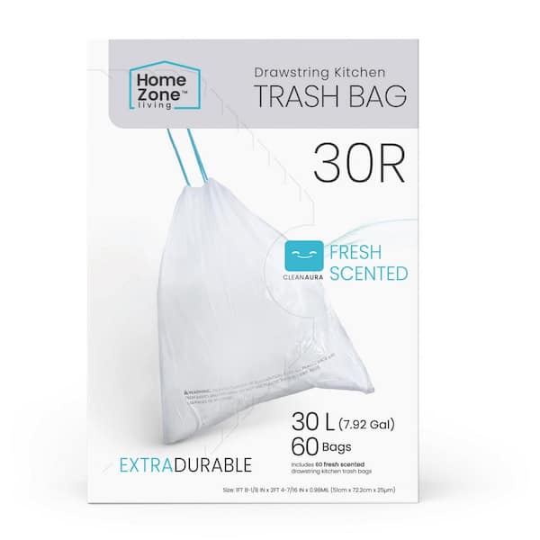 5.3 Gallon Kitchen Trash Bags with Drawstring Handles, Code 20R Trash Bags