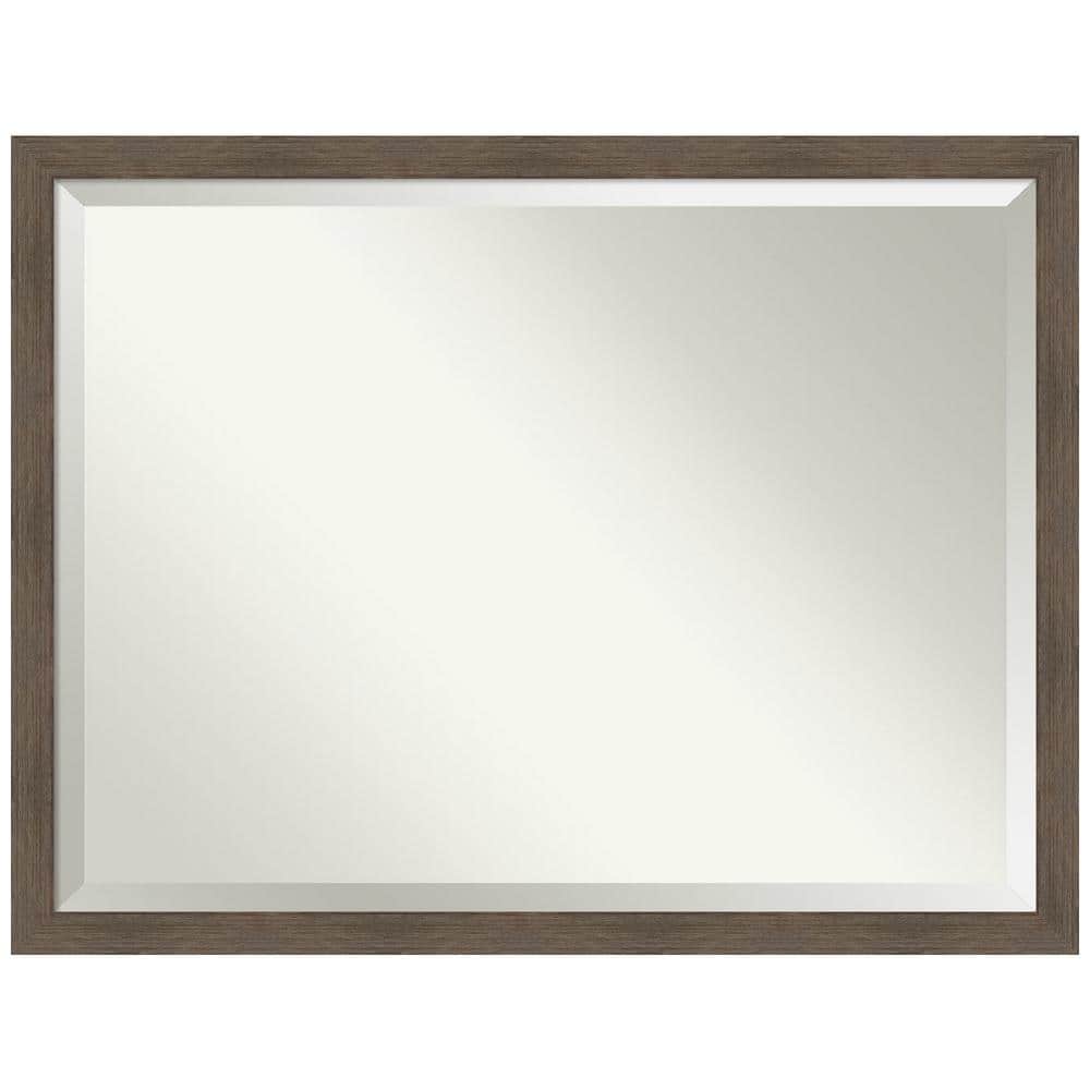 Hardwood Mocha Narrow 43 in. W x 33 in. H Wood Framed Beveled Wall Mirror in Brown price history on PriceWatchPro