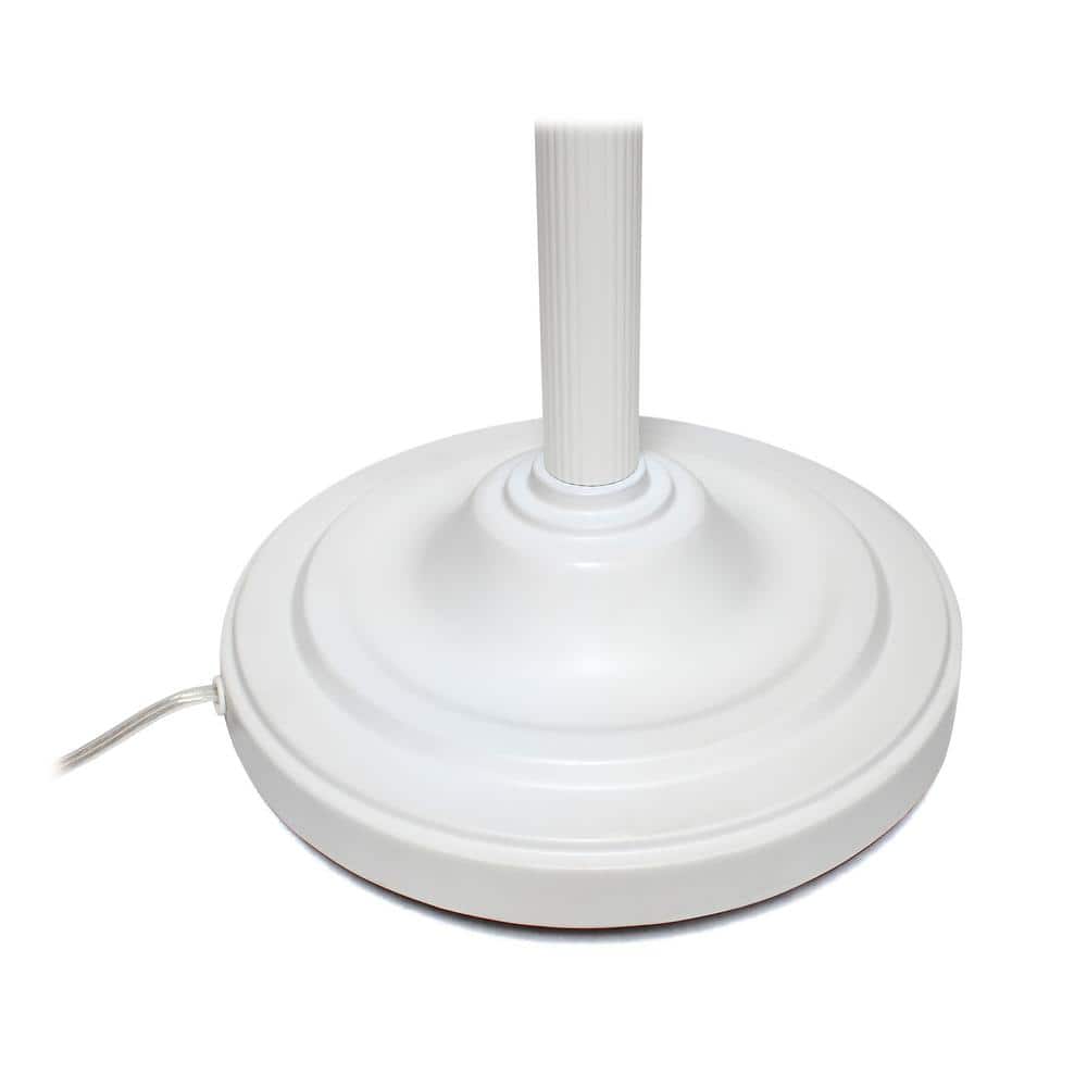 White Adjustable 3-Way Switch Floor Lamp with Marble Glass Shade