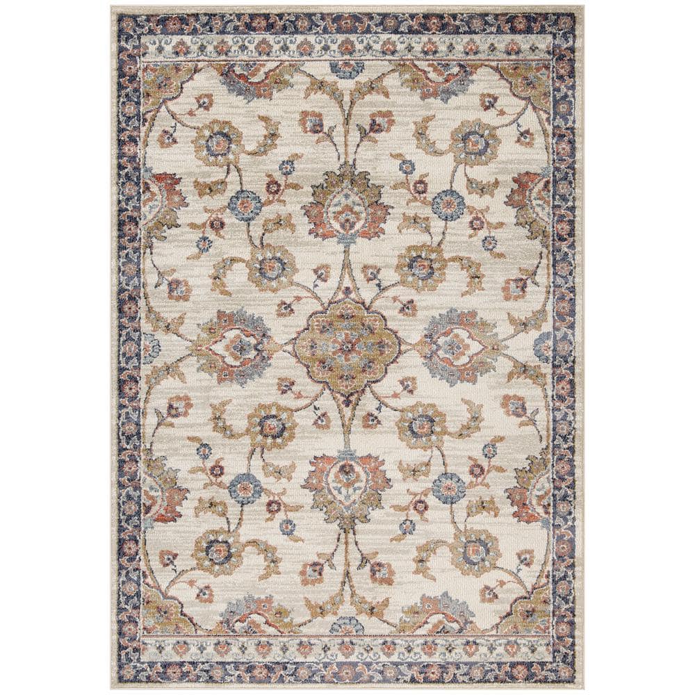Ivory Jordan Bea Floral Synthetic 5'3" x 7'6" Area Rug