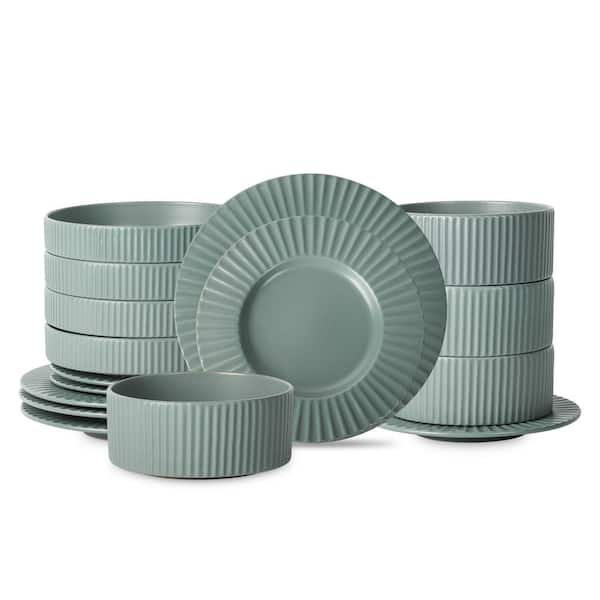 Stone Lain Christian Siriano Lusso 16-Piece Dinnerware Set Stoneware, Service for 4, Stone