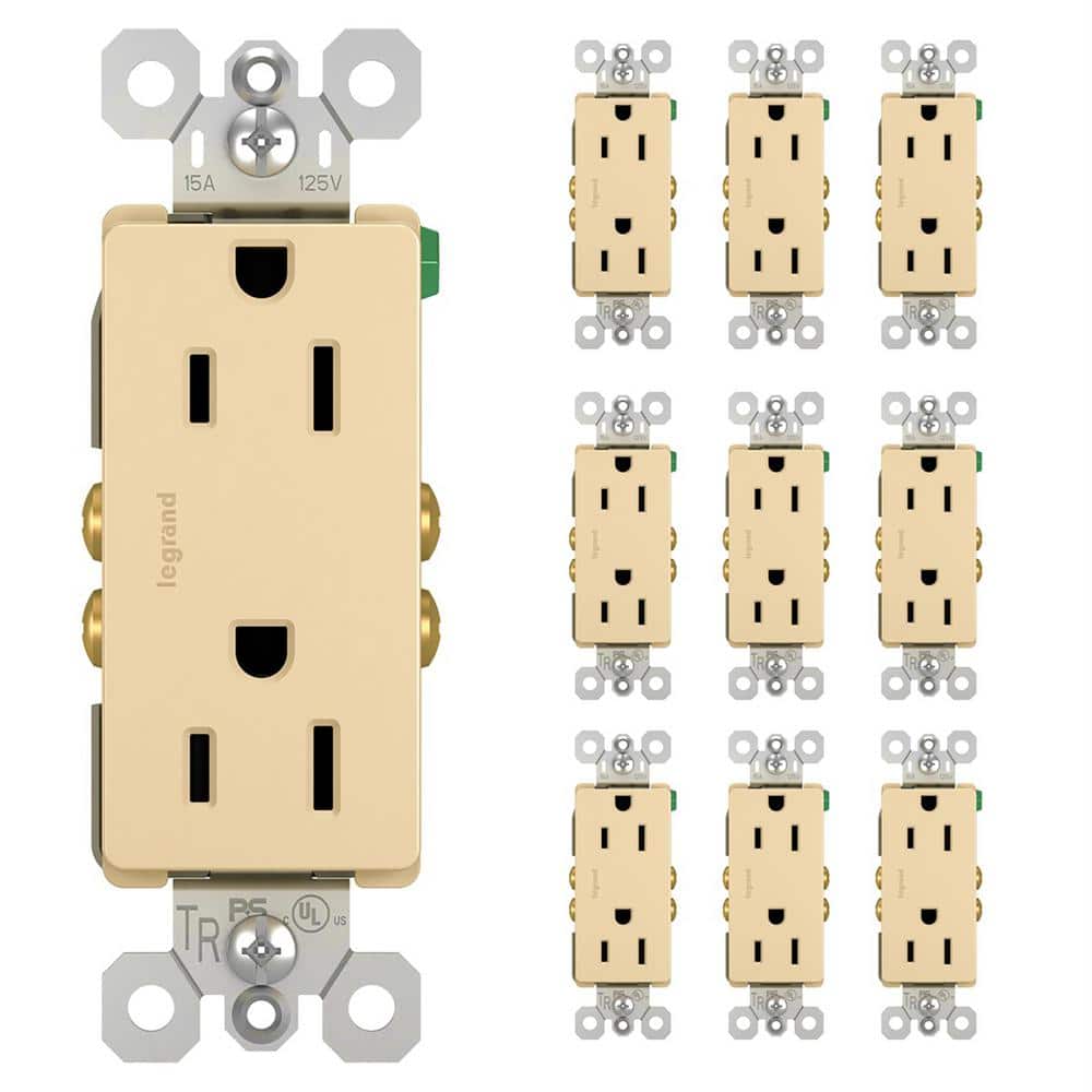 Legrand radiant 15 Amp 125Volt Tamper Resistant Residential Decorator Duplex Outlet, Ivory (10