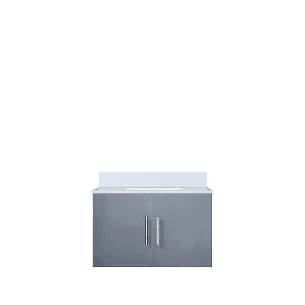 Geneva 30 in. W x 22 in. D Dark Grey Bath Vanity and White Quartz Top