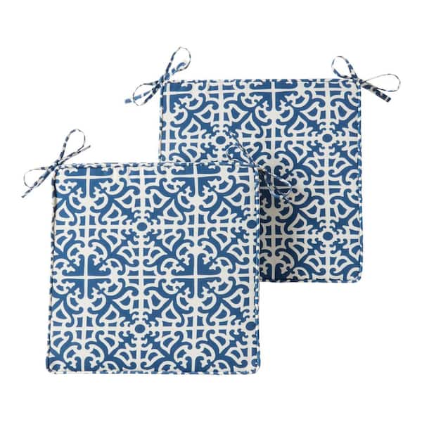 Greendale Home Fashions 18 in. x 18 in. Indigo Square Outdoor Seat Cushion (2-Pack)