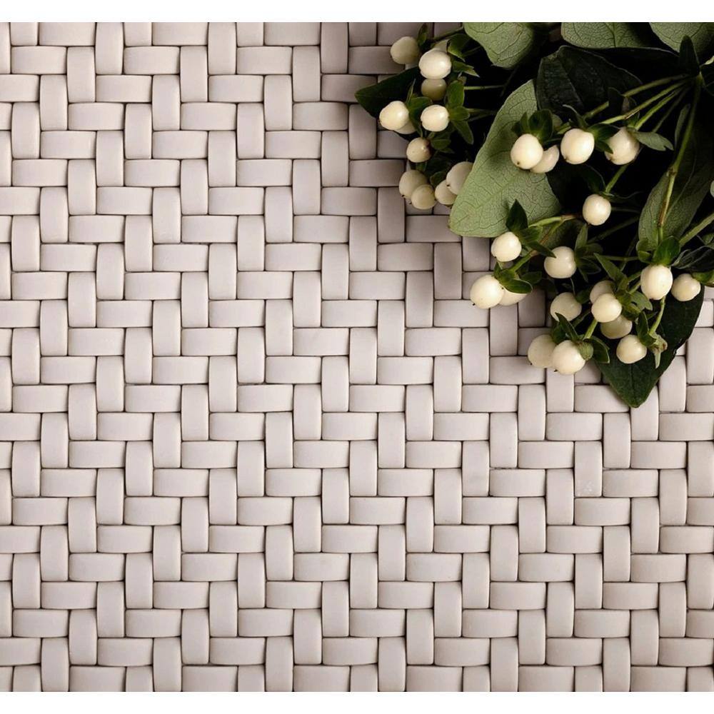11.7" x 11.8" Beige Glass Basketweave Mosaic Tile