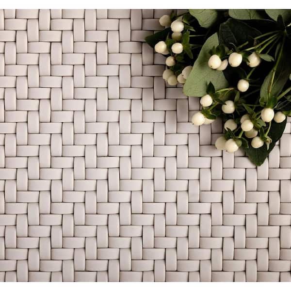 Cream 11.7 in. x 11.8 in. Basketweave Matte Finished Recycled Glass Mosaic Tile (4.79 sq. ft./Case)