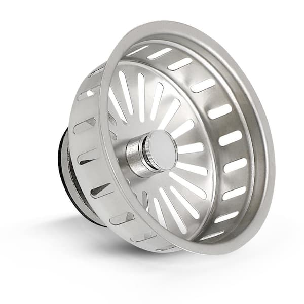PLUMBFLEX 3-1/2 in. Strainer Basket Replacement for Kitchen Sink Drains Stainless Steel Kohler Style Stopper