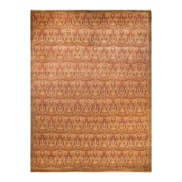 Mogul Yellow 10 x 14 Oriental Wool Indoor Area Rug