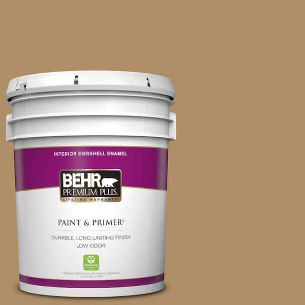 BEHR PREMIUM PLUS 5 gal. #300F-5 Brown Rabbit Eggshell Enamel Low Odor Interior Paint & Primer