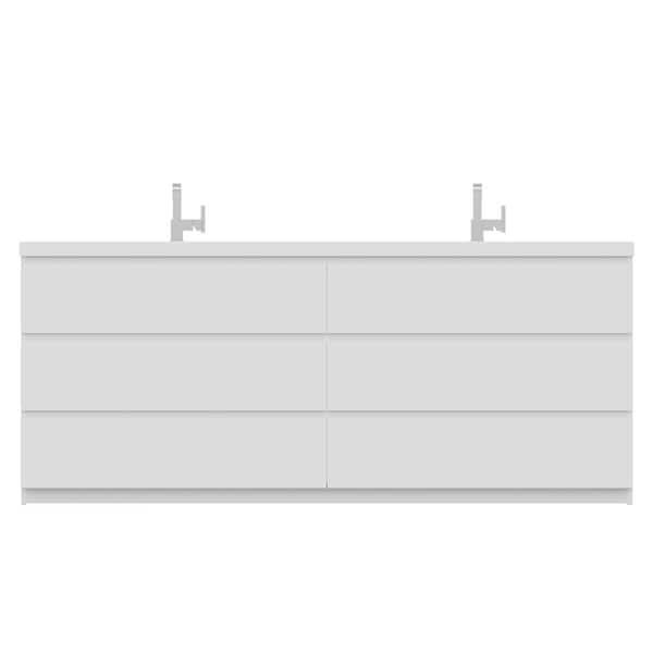 Alya Bath Paterno 84 in. W x 19 in. D Bath Vanity in White with Acrylic Vanity Top in White with White Basin