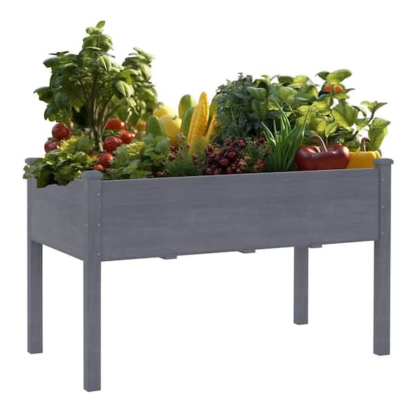 47 in. x 23 in. x 30 in. Gray Cedar Raised Garden Bed with Liner